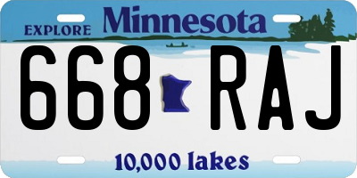 MN license plate 668RAJ