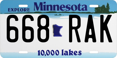 MN license plate 668RAK