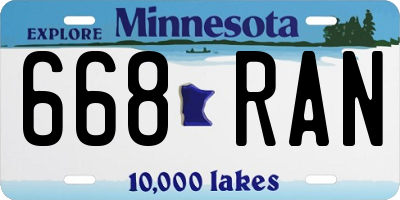 MN license plate 668RAN