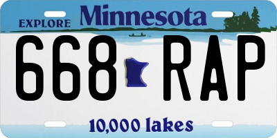 MN license plate 668RAP