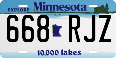 MN license plate 668RJZ