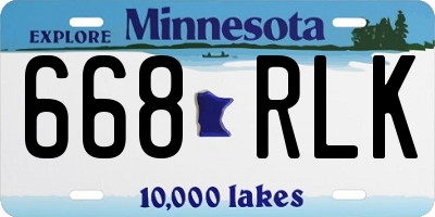 MN license plate 668RLK