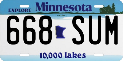 MN license plate 668SUM