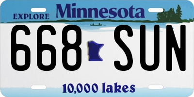 MN license plate 668SUN