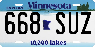 MN license plate 668SUZ