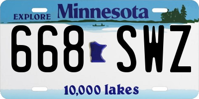 MN license plate 668SWZ
