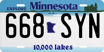 MN license plate 668SYN