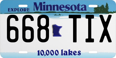 MN license plate 668TIX