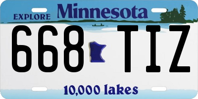 MN license plate 668TIZ