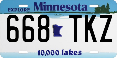 MN license plate 668TKZ
