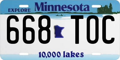 MN license plate 668TOC