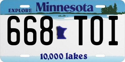 MN license plate 668TOI