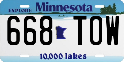 MN license plate 668TOW