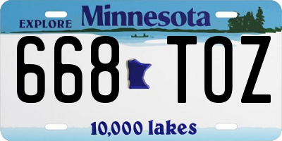 MN license plate 668TOZ