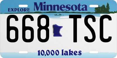 MN license plate 668TSC