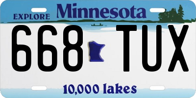 MN license plate 668TUX