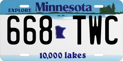 MN license plate 668TWC