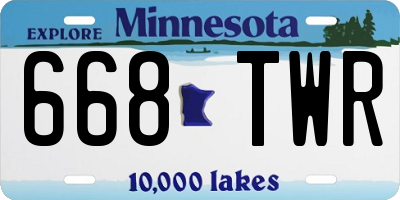 MN license plate 668TWR