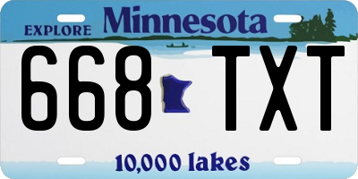 MN license plate 668TXT