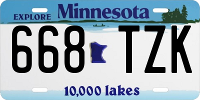 MN license plate 668TZK
