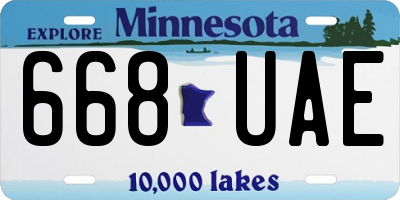 MN license plate 668UAE