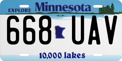 MN license plate 668UAV