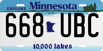 MN license plate 668UBC