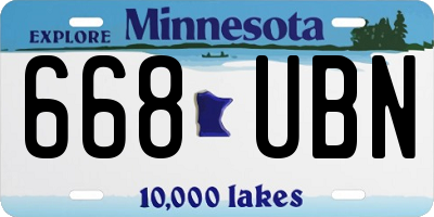 MN license plate 668UBN