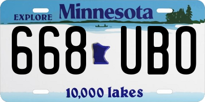 MN license plate 668UBO