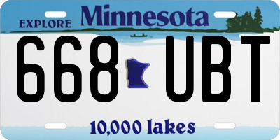 MN license plate 668UBT