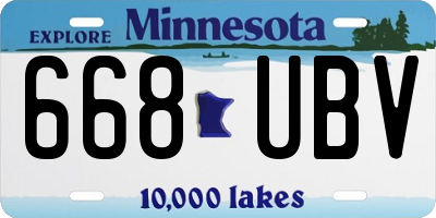 MN license plate 668UBV