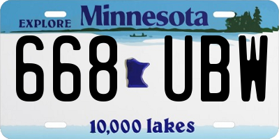 MN license plate 668UBW
