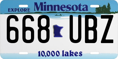MN license plate 668UBZ
