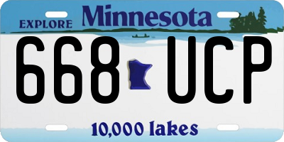 MN license plate 668UCP