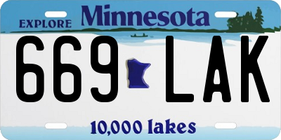 MN license plate 669LAK