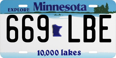 MN license plate 669LBE