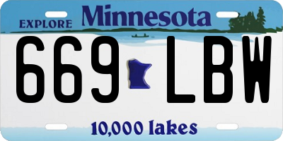 MN license plate 669LBW