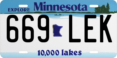 MN license plate 669LEK