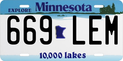 MN license plate 669LEM