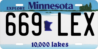 MN license plate 669LEX