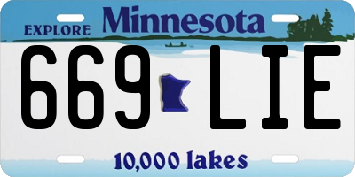 MN license plate 669LIE
