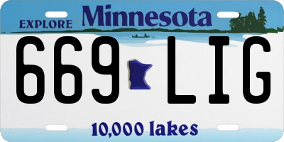MN license plate 669LIG