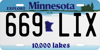 MN license plate 669LIX