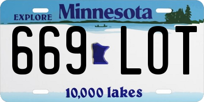 MN license plate 669LOT