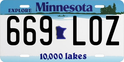 MN license plate 669LOZ