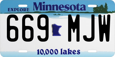 MN license plate 669MJW