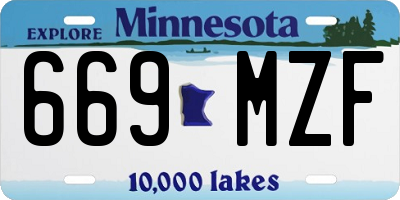 MN license plate 669MZF