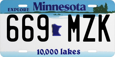 MN license plate 669MZK