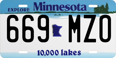 MN license plate 669MZO