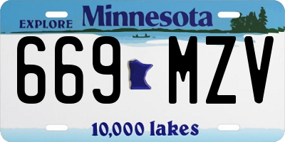 MN license plate 669MZV